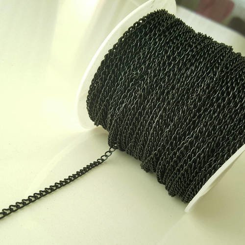 Collier chaîne à maille longeur 1m largeur 3mm en métal noir pour la réalisation de vos bijoux 