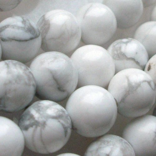 4 perles percé howlite blanc gris 8mm pierre fine gemme pierre naturelle semi précieuse 