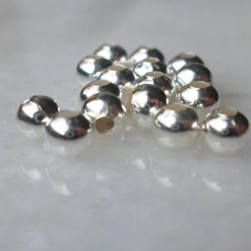 10 perles en métal argenté 4mm pour bijoux 
