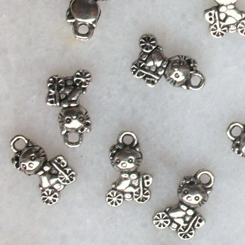 Pendentif Ancien En Argent Massif 925 - Breloque Vélo Style Art Déco - Occasion