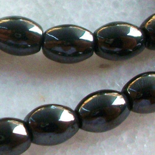 10 perle olive percé 5x4mm hématite noir pierre naturelle 