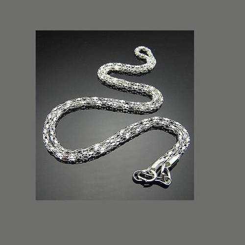 1 collier chaîne serpent 51cm en métal argenté pour pendentif bijoux 