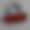 1 pendentif chat nuage rouge noeud 21x28mm email en métal argenté émaillé 
