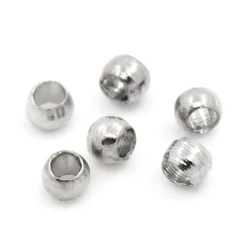 100 perles rondes à écraser 3x2mm en métal argenté a27
