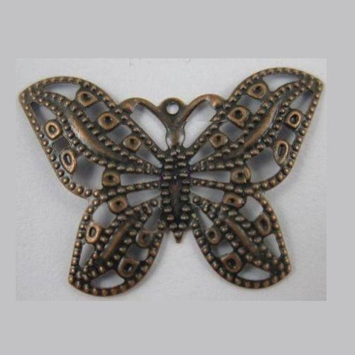 3 pendentifs estampe filigrane grand papillon en métal bronze 23x32mm  a29