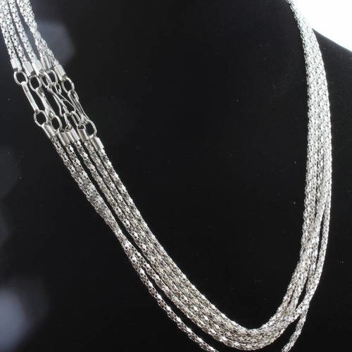 1 collier chaîne serpent 42cm en métal argenté pour pendentif bijoux 