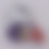 1 pendentif chat verseau robe étoile violet et rouge 30x22mm signe du zodiaque email en métal argenté émaillé 