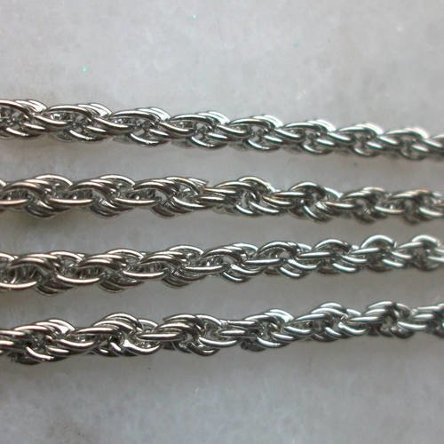 50cm de chaîne torsadé 3mm à maille en métal couleur acier pour la réalisation de vos bijoux 