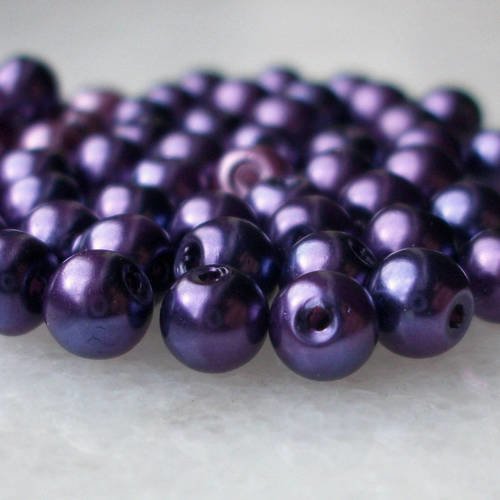 Lot de 10 perles percés violet foncé 6mm perle en verre pour shamballa collier boucles d oreilles a45