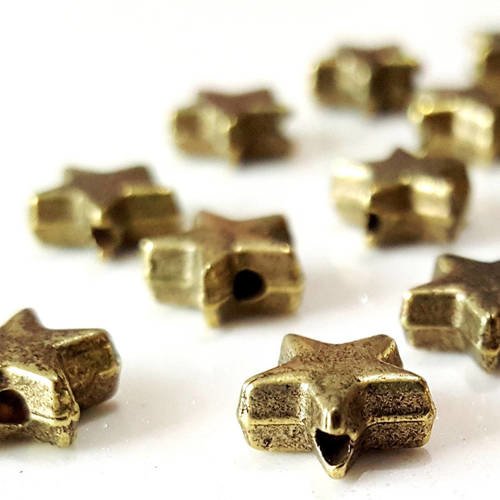 15 perles breloque intermédiaire étoile en métal bronzé 8mm 