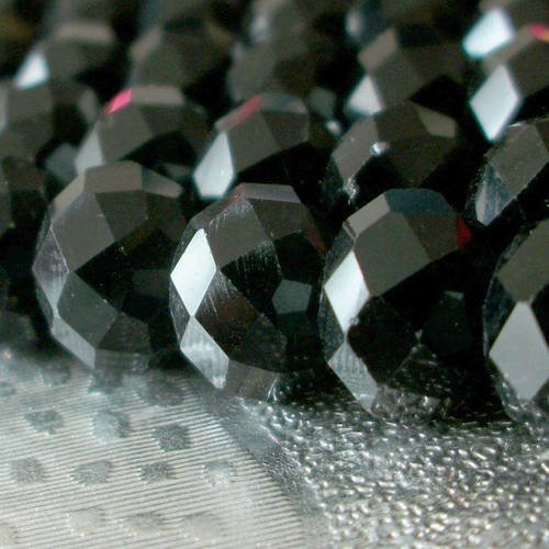 10 perles noir 8mm 8x6mm perles de bohème en verre à facettes b56
