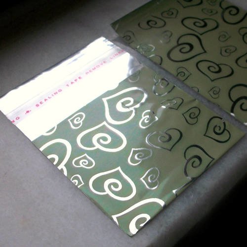 10 emballages pochettes cadeaux métalisé kaki 6,7x6,1cm sachets avec avec rabat à ruban adhésif 