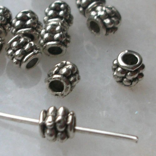 10 intercalaires connecteurs rond cylindre dessin raisin breloque en métal argenté 4x4mm pour collier bo bracelets 