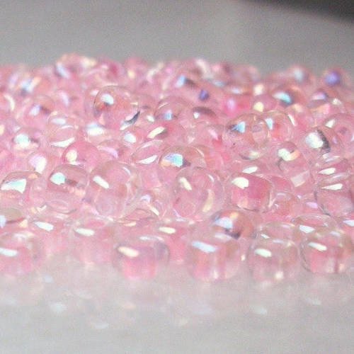 125 perles de rocailles 3mm rose claire irisé perles en verre pour shamballa collier boucles d oreilles bracelets 