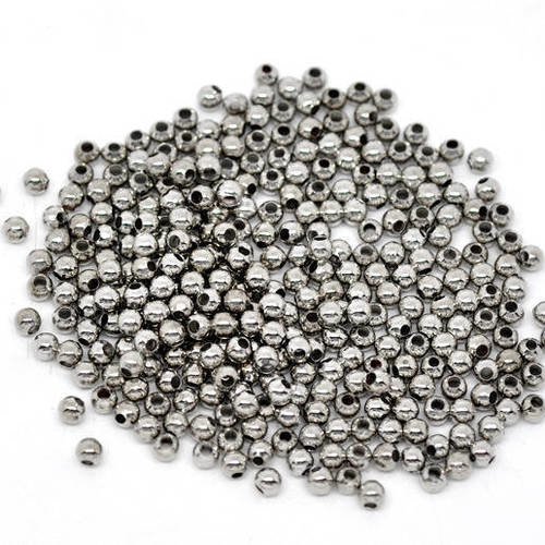 100 perles boule en métal couleur acier 3mm pour bijoux décoration a27 a1
