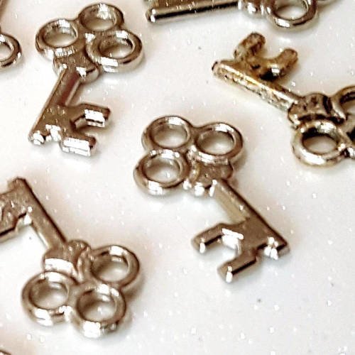 20 pendentif perle breloque pendentif clefs en métal argenté 15mm pour bracelet collier 