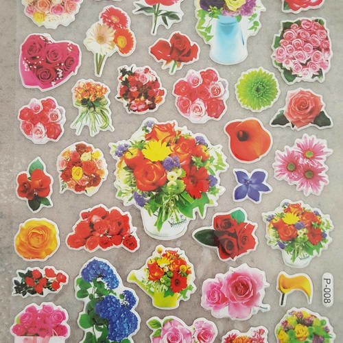 34 autocollants stickers nature fleurs roses multicolore pour activités manuelles scrapbooking raf a5