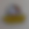 1 pendentif chat nuage jaune noeud 21x28mm email en métal argenté émaillé 