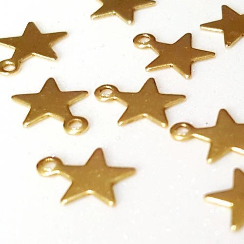 32 pendentifs étoile en métal doré 9mm  a31