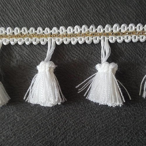 1 mètre de ruban ponpon blanc avec strass largeur 50mm décoration scrapbooking couture 