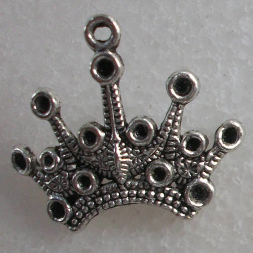 1 pendentif breloque couronne en métal argenté argent tibétain 23mm 