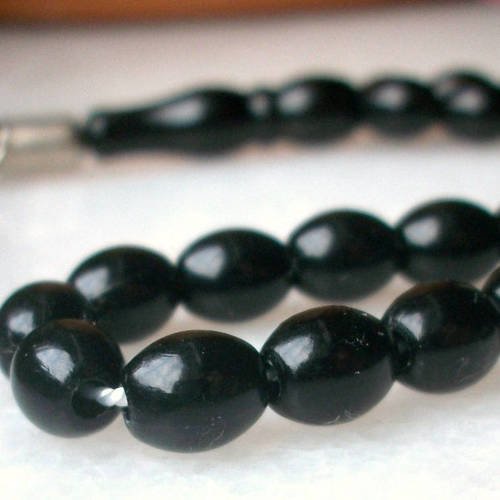 10 perle olive percé en plastique noir 7x6mm pour collier bracelet bo 