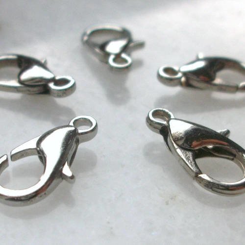 30 fermoirs mousquetons 12mm en métal argenté apprêt fabrication de bijoux collier bracelet a18