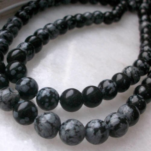 2 perle percé obsidienne noir et gris 10mm pierre fine gemme pierre naturelle semi précieuse 