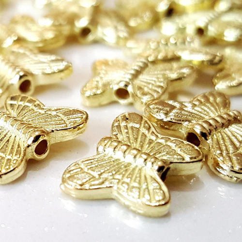 16 perles breloque pendentif papillon en métal doré 8x10mm 