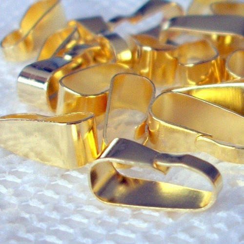 20 bélières accroches pour pendentif en métal doré 11mm x 4mm  ( 11x4mm )  a35