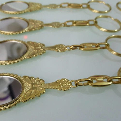 Porte-clé véritable miroir en métal doré décor papillon porte clé pour sac accessoire b37