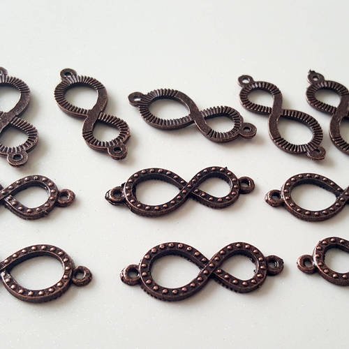 5 connecteur espaceurs intercalaire perle breloque pendentif infini en métal cuivré 31x12mm pour bracelet collier  a29