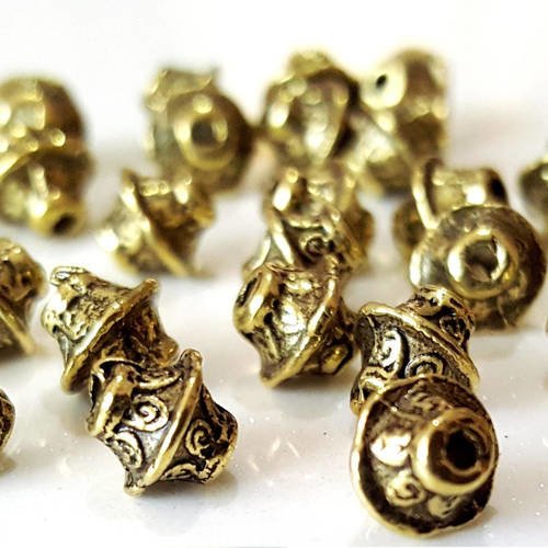 25 perles intermédiaire toupie en métal bronzé 6mm  a28