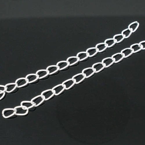 10 chaîne 6cm de long et 3mm d epaisse à maille en métal argenté pour la réalisation de vos bijoux 