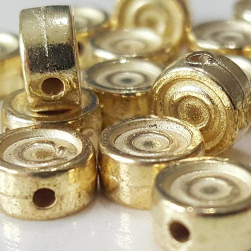 12 perles galets intercalaires connecteurs intermédiaires rond en métal doré 7mm 