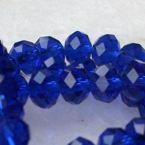10 perles bleu marine 6x5mm de bohème en verre à facettes transparente 6mm b56