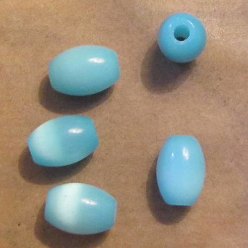 4 perles olive ovale percé 8x11mm bleu perle en verre oeil de chat a45
