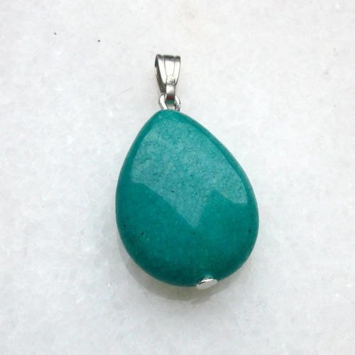 1 pendentif jade goutte plate à facette 20x15mm facetté percé pierre fine gemme pierre naturelle semi