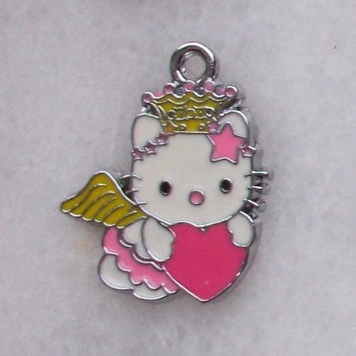 1 pendentif chat rose jaune vierge coeur rose étoile 28x23mm signe du zodiaque email en métal argenté émaillé 