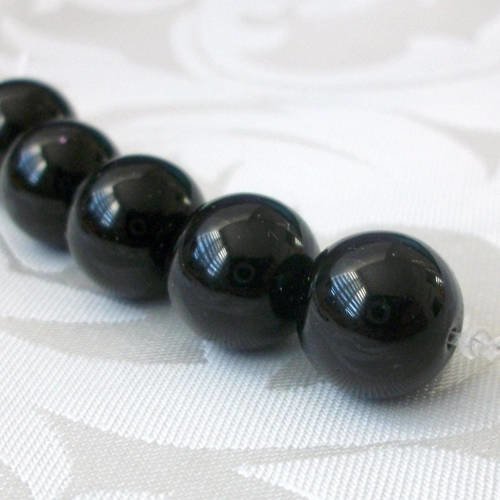 2 perles percé onyx noir 12mm pierre naturelle semi précieuse a41