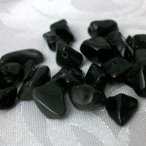 Lot de 20 perles pépite chips d onyx noire 8 à 10mm pierre naturelle semi précieuse gemme 