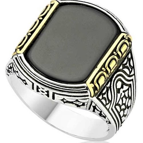 Bague Chevalière Homme En Argent Massif 925 - Sertie D'une Pierre Onyx, Neuve Avec étiquettes