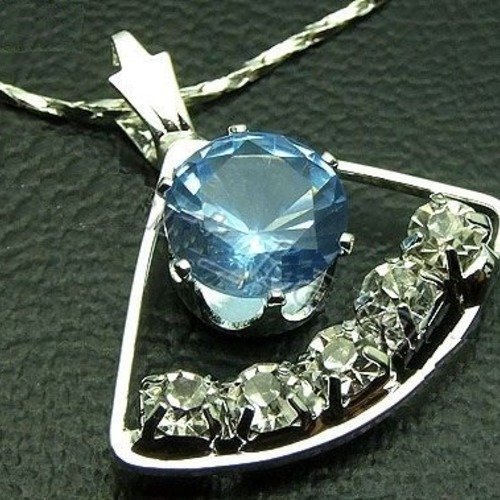 Collier en métal argenté avec strass de couleur bleu bijoux pour offrir b27