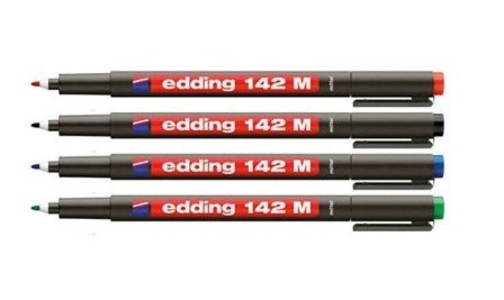 1 stylos marqueur feutre indélébile noir pointe 1mm à encre permanente  edding 142m pour rétroprojection cd dvd verre plastique edding - Un grand  marché