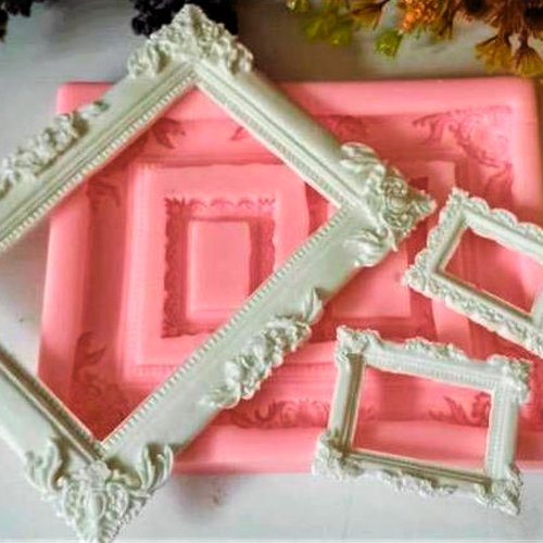 Moule  silicone 3 cadres photo miroir 3 tailles différentes pour fimo plâtre résine cire savon polyester k433