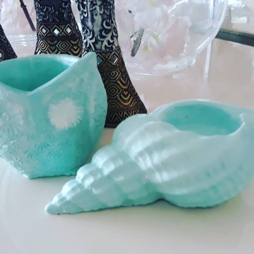 Moule silicone coquillage support bougie bougeoir pour plâtre savon résine polyester ciment k511 14k600