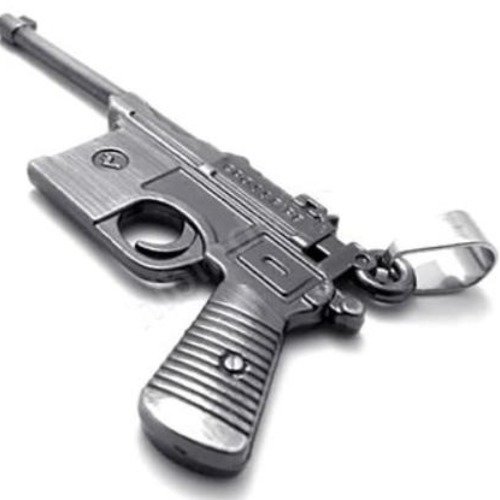Pendentif arme militaire en métal noir black metal army style gun mens pendant pa09