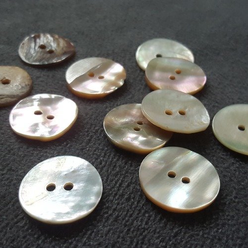 Lot de 5 boutons diamètre 14mm en véritable nacre pour couture scrapbooking décoration embellissement b24 bn03