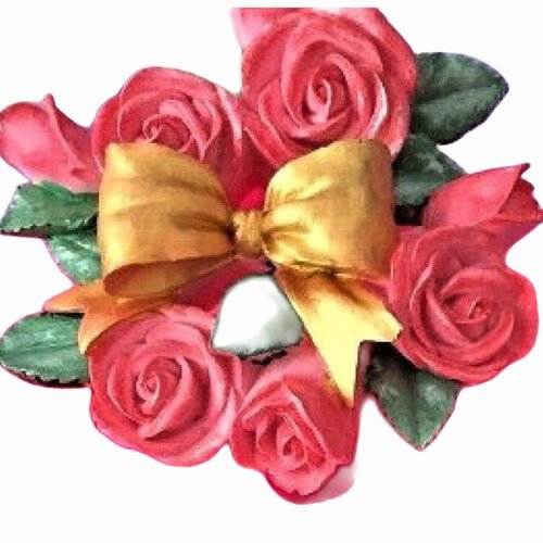 Moule silicone bouquet de rose fleurs noeud ruban 10cm pour fimo plâtre wepam porcelaine cire savon fimo résine k379 hr260