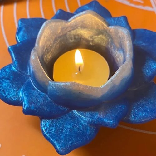 Moule silicone bougeoir fleur 3d nénuphar lotus tealight pour fimo plâtre cire savon polyester argile k346 2g470